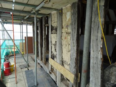 Two Sections of wattle and daub retained on first floor Two Sections of wattle and daub retained on first floor