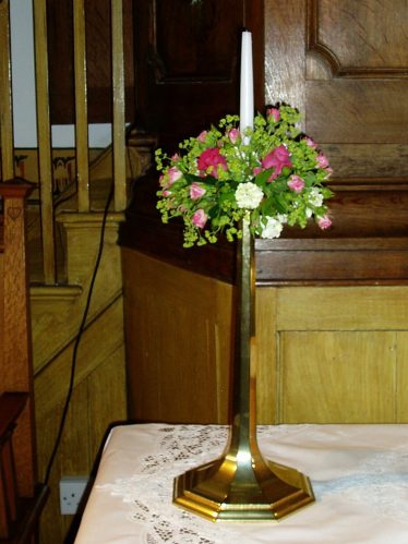 Christening candle arrangement by Jenny Clarke | Jackie Embury