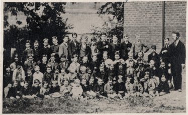 Pupils c.1876 with the headmaster, Mr Choate, standing on the right Pupils c.1876 with the headmaster, Mr Choate, standing on the right